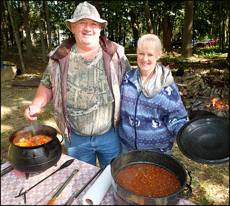 Maynard and Norma Stanley show off their beans that was the centerpiece of the festivities. If you recognize Maynard, or his beans, it’s because he took first place at the chili-chowder cook off held at Trackside Restaurant in Rockland last year.