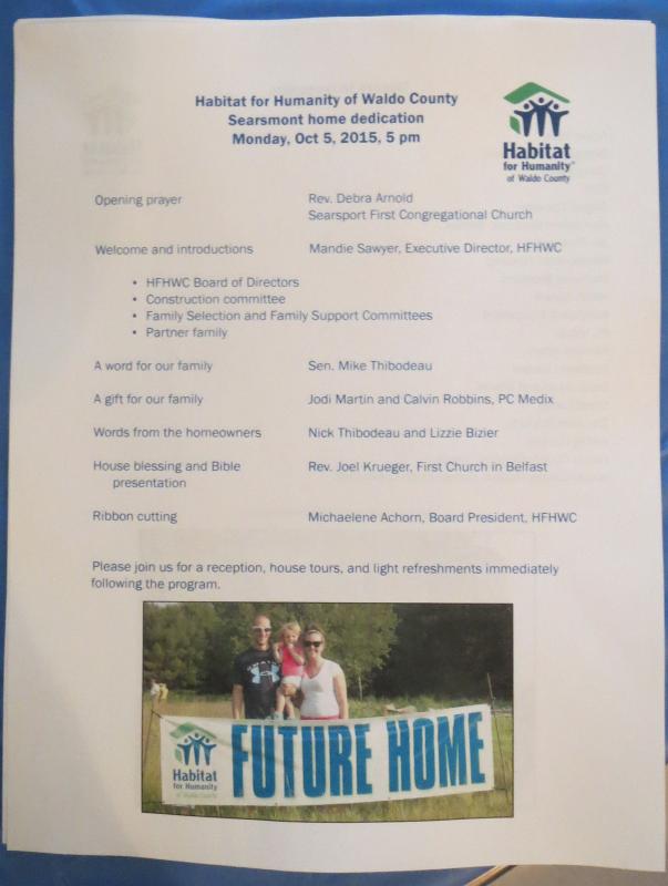 The flyer handed out at the dedication. (photo by Erica Thoms)