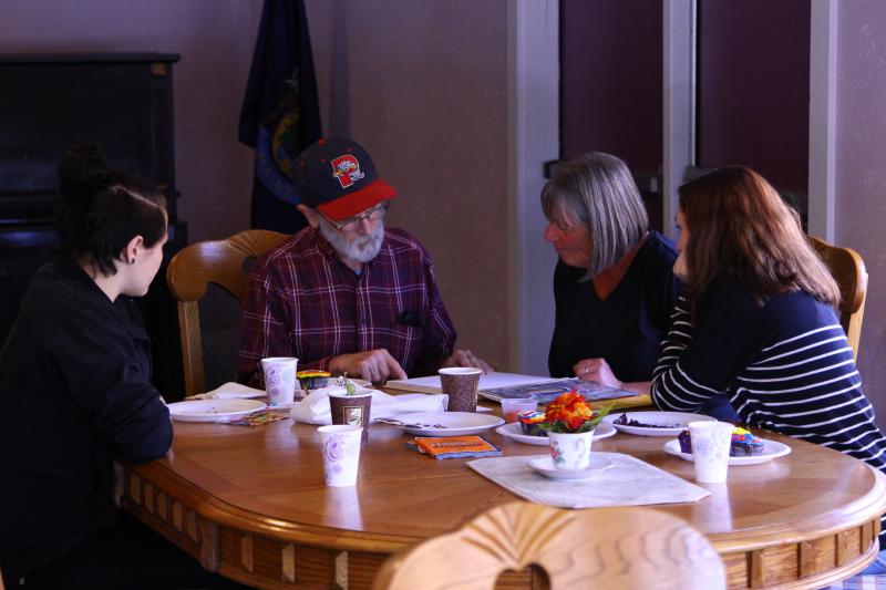 Samantha Monroe, (student), Christopher Groden, (tenant), Kathleen Hutchings, (BCOPE teacher), Abby Heath (student) go over some idea’s . (Photo Courtesy Of Charles Hamm)