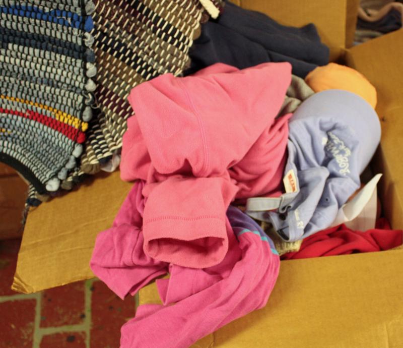 Personal clothing that will be turned into trips to make a ‘heritage’ rag rug for a family.