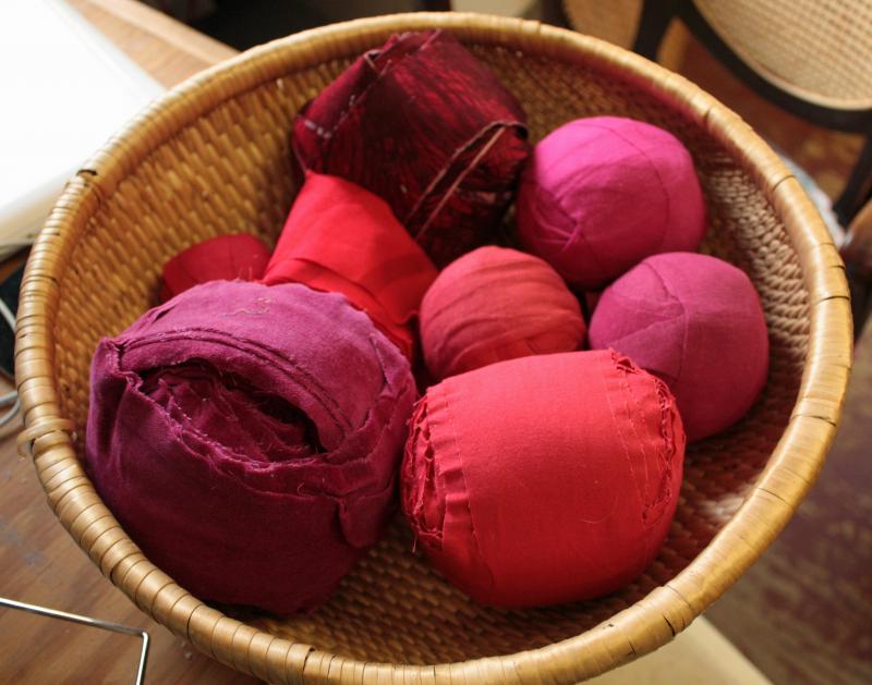 Diane O’Brien of Sleep Holly Rag Rugs says this is about the right amount of cloth to make an average size rug, 3-foot by 5-foot.