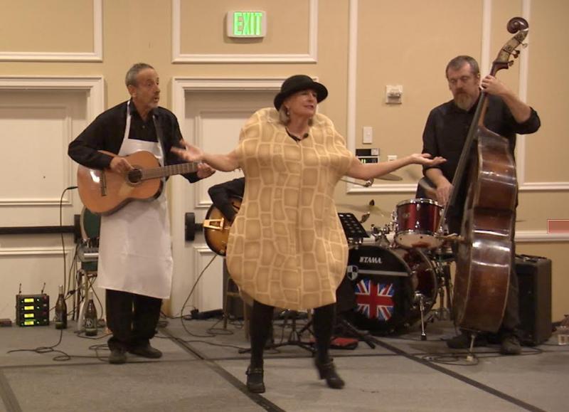 ohn Burstein, MCH-Meals On Wheels Kitchen Appeal campaign volunteer, performs with his wife, Christine, State Representative Joan Welsh and bass player Ezra Rugg at the Samoset Resort in The After Hours Kitchen Cabaret. The comic musical, written by John Burstein, was performed at the kickoff for a campaign to build a new kitchen for the organization to provide more meals for Knox County seniors and people with special needs.