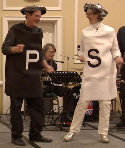Salt and Pepper, essential spices in any kitchen, were played by Polly Saltonstall and John Hanson, who sang a spicy duet to open The Night Kitchen Cabaret, an original musical production by John Burstein, a volunteer member of the Kitchen Appeal Committee. John and a lively group of local residents sang and danced to help raise the funds needed to renovate the MCH-Meals On Wheels kitchen so the organization can meet the 25% increase in requests for meals they have received. The cabaret was the highlight at the fundraising kickoff party held at the Samoset Resort.