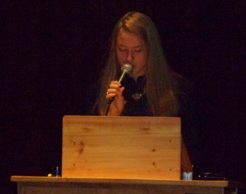 Emily Davis reported on “Spike in college enrollments: Is that a good thing?” (Photo by Sarah Thompson)