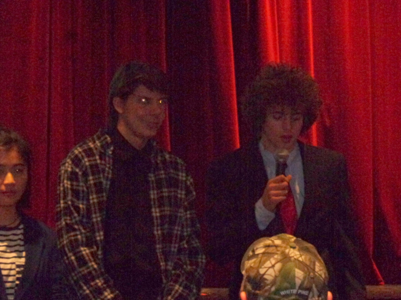 Hindley Wang, Anton Kalmysh, and Noah Jordan answer questions from the audience. (Photo by Sarah Thompson)