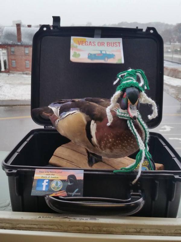 The DOJ dresses appropriately for a trip to Vegas. (Courtesy Facebook/Bangor Police Department)