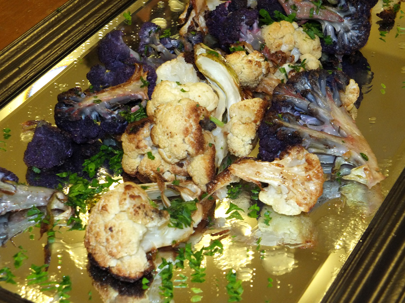 Roasted Cauliflower with an oil, citrus tpping.