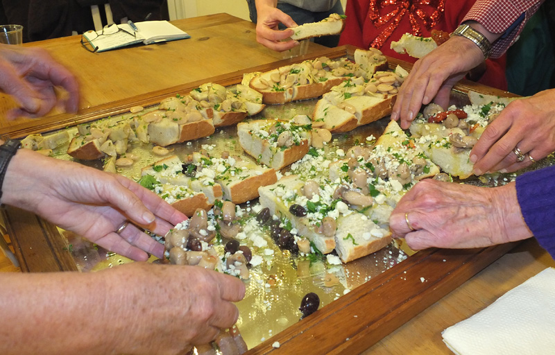 Baked Artisan bread topped antipasto style.