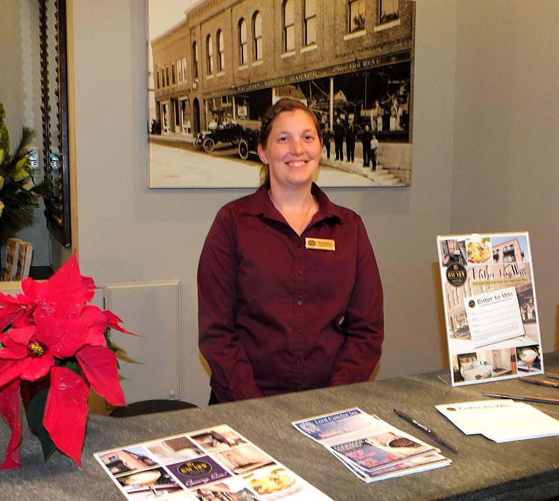 Morgan Davey mans the front desk.