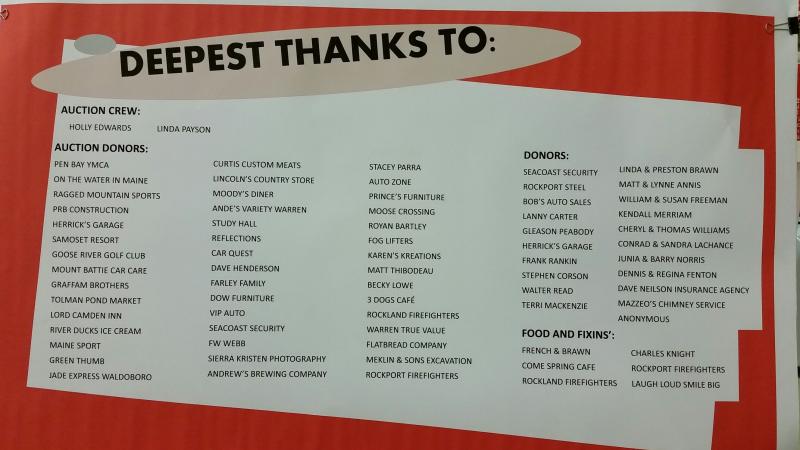 A big thank you board was present at the dinner recognizing those who donated food, auction items, and volunteered their time. (Photo by Sarah Shepherd)