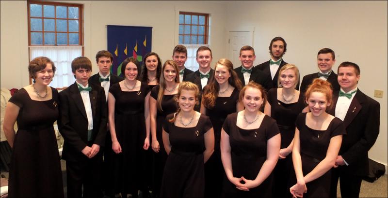 The Mt. View Chamber Singers consist of sopranos Dana Albright, Elizabeth Clifford, Myah Hatfield, Lillian Redwine and Reilly Sullivan. Altos are Francesca Davies, Micaela Ellis, Hadraine Hatfield, Emily Keating and Hailee Macomber. Bass: Jacob Callas, Ezekiel Illingworth, Tobin Pontillo, Jordan Quimby and Chandkler Wilson. Tenors: Edward Angelo, Luke Daviis, Seth Davis, Cameron Morin and Peter Stilkey.