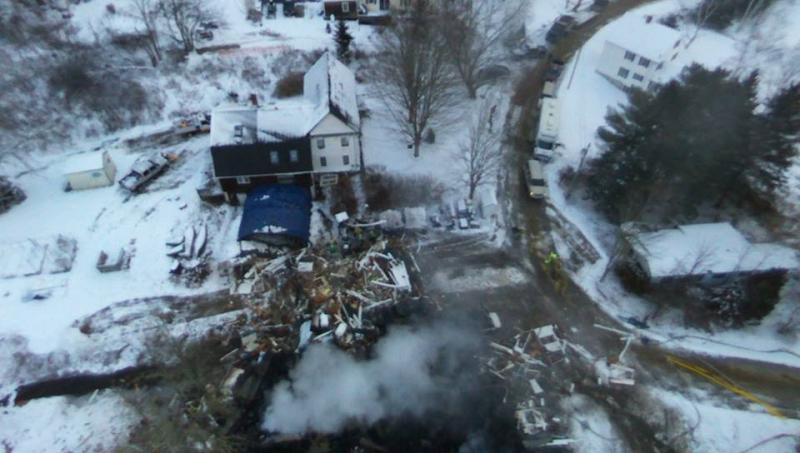 Drone shot taken by Rockport FirefighterJustin Ford of the fire scene that illustrates how close this house was to other buildings. “Admittedly this photo is a bit grainy there was a technical issue with the drone camera. After it was fixed, it was learned it didn't need to fly again due to no people to look for,” said Ford, on his Facebook page. (Photo courtesy Justin Ford)