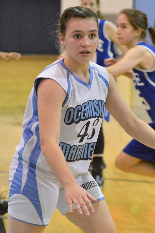 Oceanside’s Lauren Hatch plays solid defense during the JV game. (Photo by Ron Hawkes)