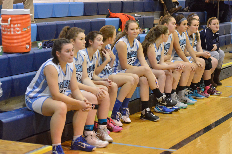 The JV bench in the fourth quarter of a very good game. (Photo by Ron Hawkes)
