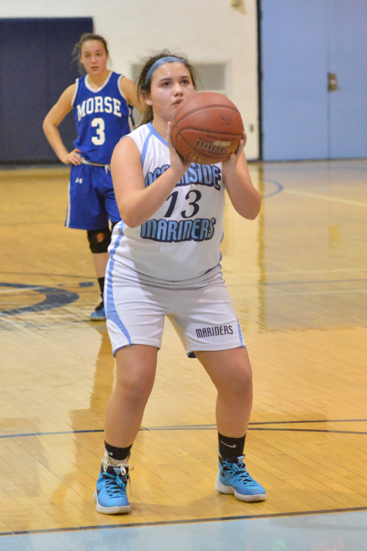 Oceanside’s Raechel Joyce taking a foul shot. (Photo by Ron Hawkes)
