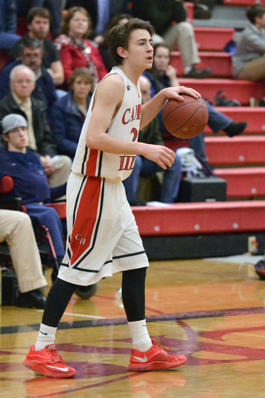 Camden Hills Devin Vangel looks over the situation as he plans the attack. (Photo by Ron Hawkes)