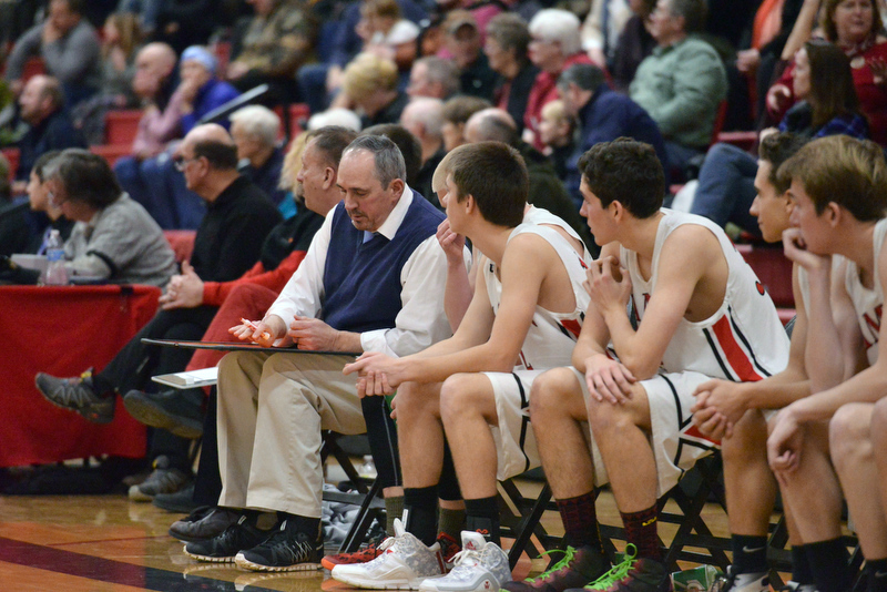 Camden coach Jeff Hart, always coaching. (Photo by Ron Hawkes)