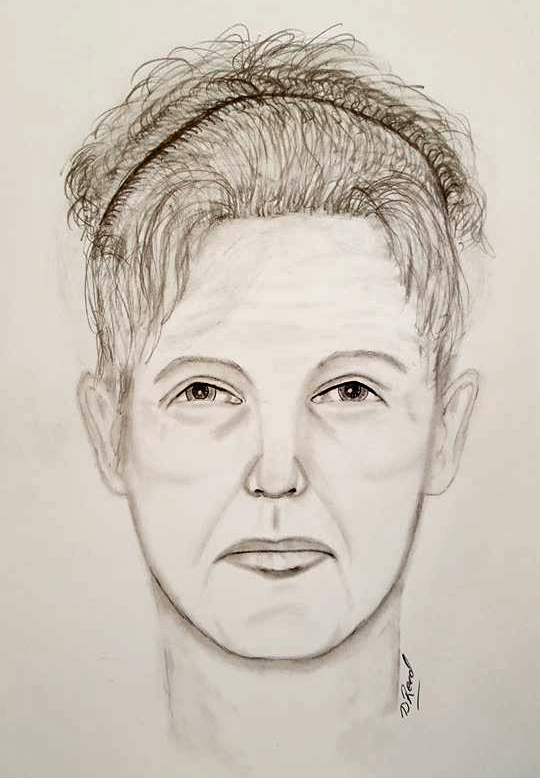 Sagadahoc Sheriff’s Detective Dan Reed, a sketch artist, assisted Knox County Sheriff’s in completing this sketch, with a description given by a witness, of a woman in connection with a Feb. 10 Union home invasion and robbery. (Courtesy Knox County Sheriff’s Office/Facebook)
