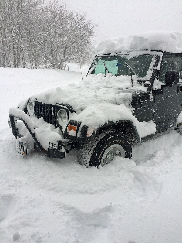 North Haven EMS Service Chief April Brown is reporting about a foot of snow on North Haven already from Saturday’s storm. (Courtesy Knox County EMA/Ray Sisk)