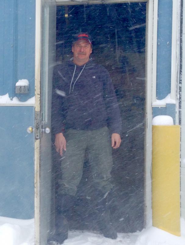 Rockport Public Works Director Mike Young, at noon on Feb. 13, and after a long night of plowing for the entire Rockport crew. The afternoon stretched out in front of him for another stretch of keeping the roads cleared. (Photo by Lynda Clancy)