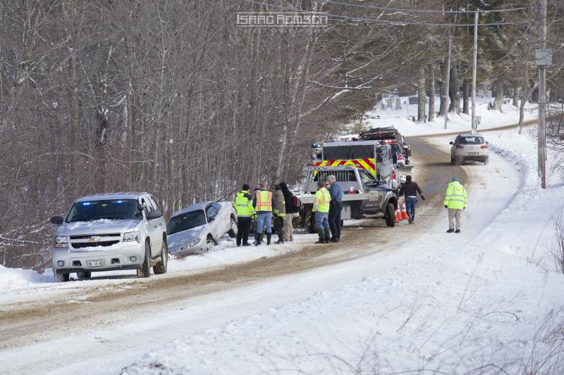 Rockport Police and Fire responded to single vehicle crash on Park Street Tuesday morning. (Photo courtesy Isaac Remsen)