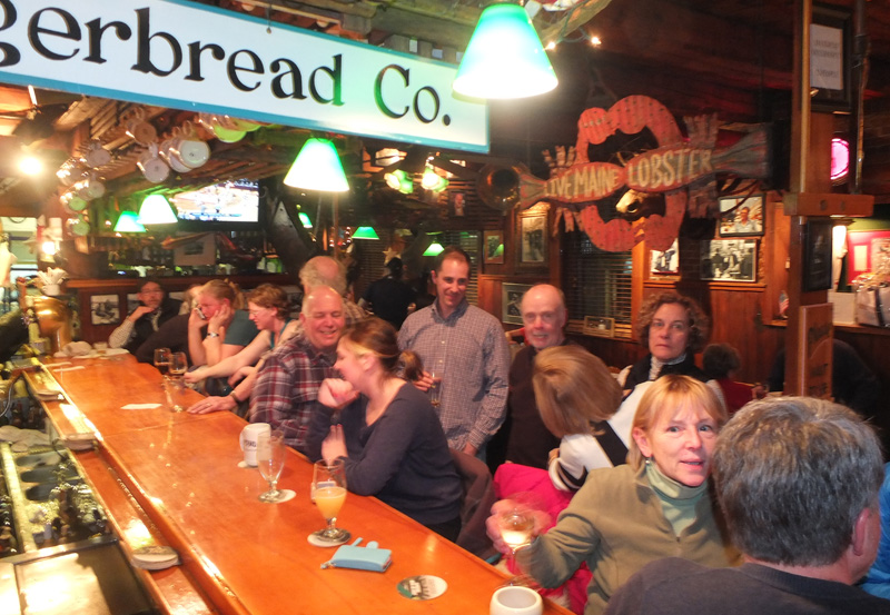 The bar was crowded by late Sunday afternoon