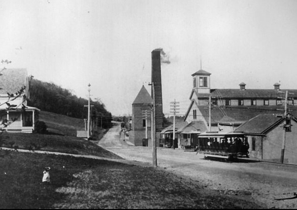 The trolley barn and maintenance headquarters in Glen Cove.