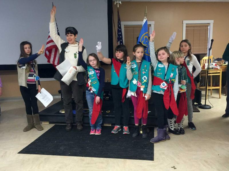 Nearly 85 Girl Scouts and registered leaders and volunteers celebrated World Thinking Day in Rockland Feb. 20. (Photo Courtesy of Heidi O'Donnell)