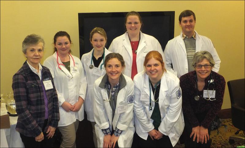 Free health screenings were provided to anyone attending the forum. Front row Left to right: Danielle Iocco, Bekah Tarbet and Kim Moody. Back row: Jan Burson, Chloe Marr, Megan Giaquinto, Jamie Marquis and Brent Toborich. Jerr