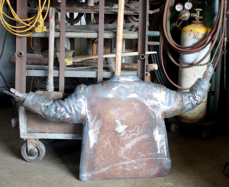 The finished sculpture of the conductor’s body will be sandblasted and powder coated flat black. (Photo by Holly S. Edwards)