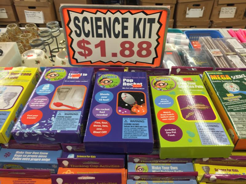 Big Al recently bought hundreds of these educational science kits for teachers and students. $1.88 at Big Al’s, the same items sell for around $5 at Walmart and other retail stores. SUZI THAYER/Boothbay Register