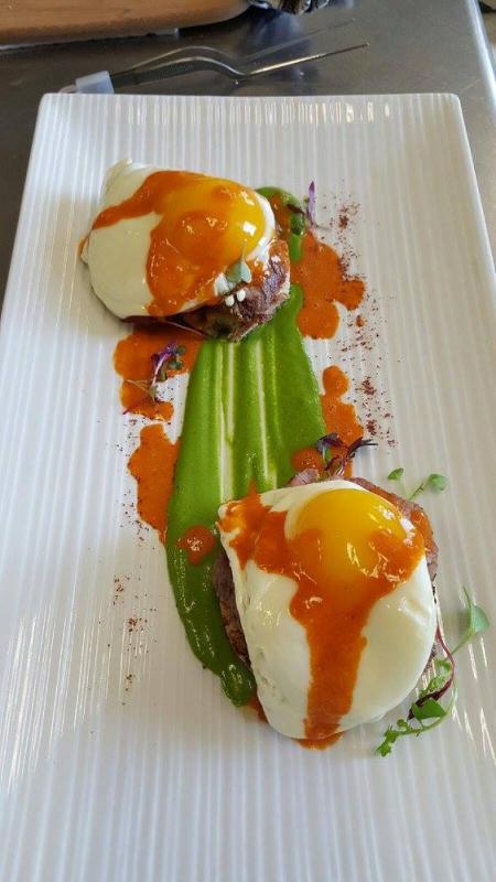 A steak and eggs dish chef Chris Clark prepared last week while testing out the menu. (Photo courtesy Broken Egg)