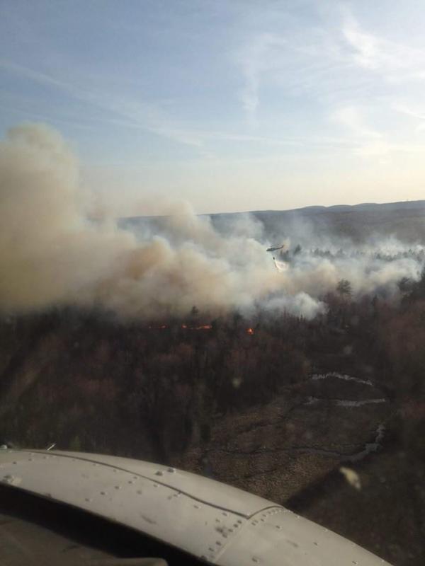 A view from above of the May 2015 Jackson Road wildfire in Searsmont. (Courtesy Maine Forest Service)