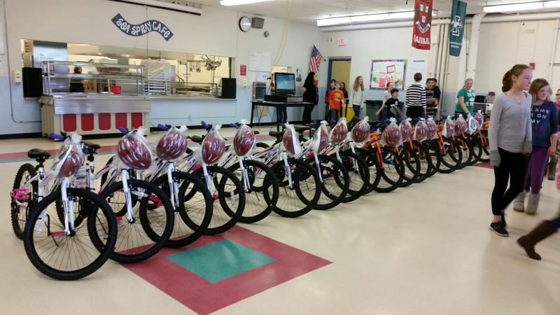 Eighteen bikes were awarded to the lucky fifth-graders.