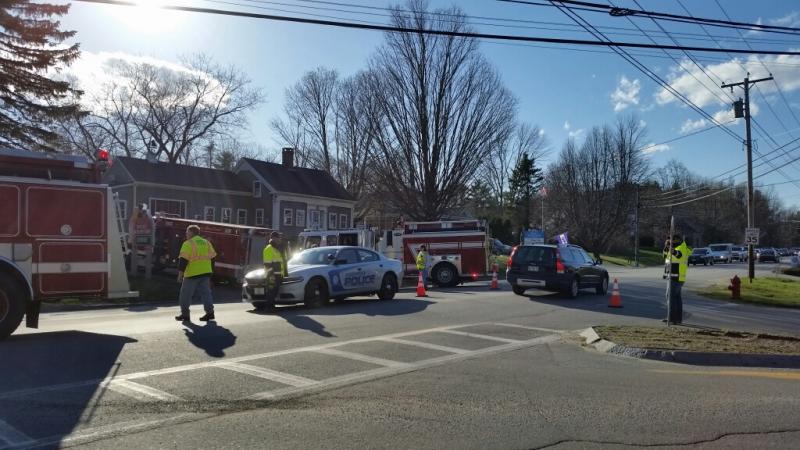 Rockport firefighters managed traffic control in both directions on Route 1 near Pascal Ave. (Photo by Sarah Shepherd)