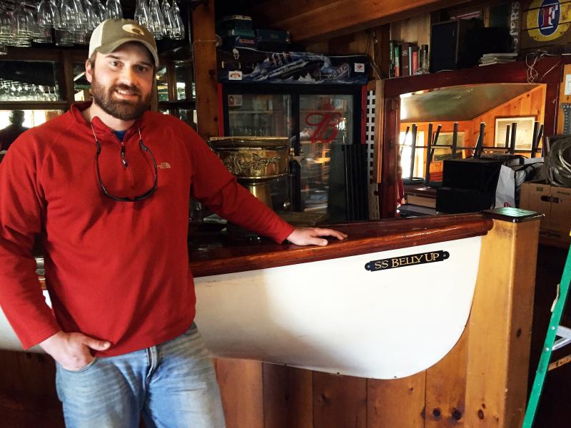 Chef Kelly Farrin stands in the upstairs bar area at his new restaurant, Carriage House Restaurant. SUZI THAYER/Boothbay Register
