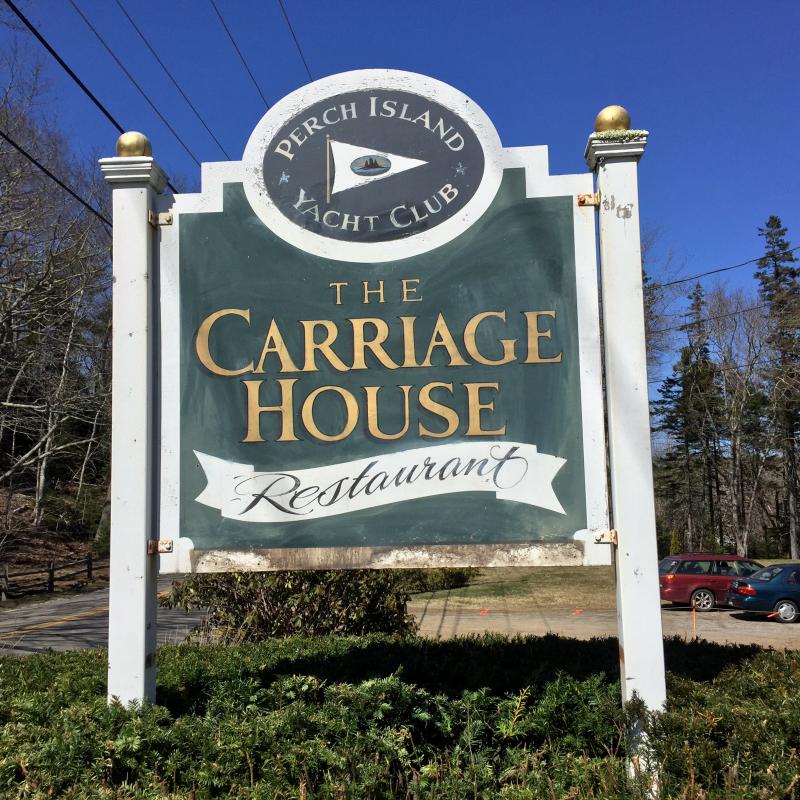 The old sign that reads “The Carriage House Restaurant” will be changed to simply say “Carriage House Restaurant.” SUZI THAYER/Boothbay Register