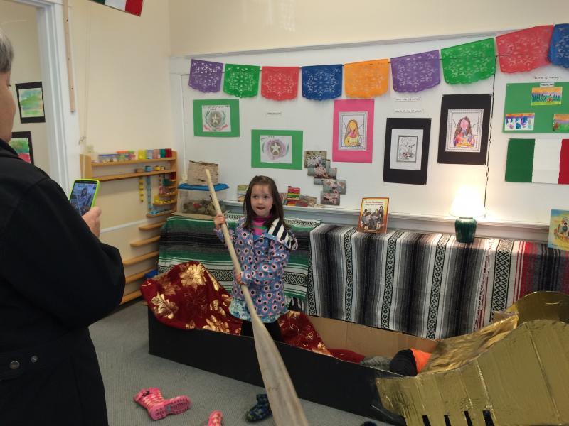 Student Elyse Coleman in a Venetian gondola