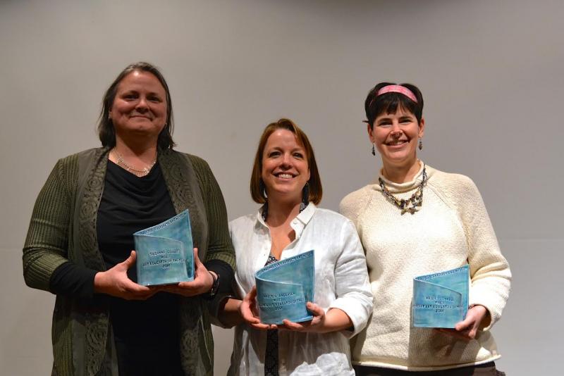 Suzanne Goulet (left), Kristen Anderson (center), and Heidi O'Donnell (right) at the awards reception.