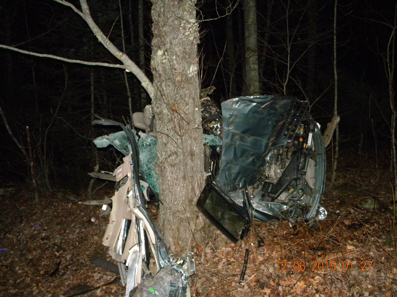 Caleb Byras, 17, of Litchfield, and Kara Brewer, 16, of Rockland, were killed Dec. 5, 2015, on Wottons Mill Road in Union in this crash. (Courtesy Knox County Sheriff’s Office)