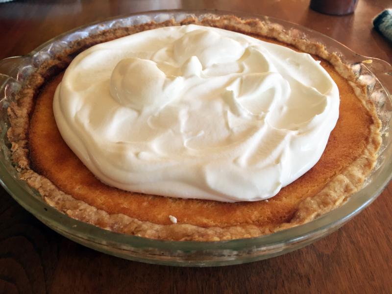 Barbara Stimpson’s lemon sponge pie with whup cream was a favorite at a restaurant on a wharf in Cushing in the mid 60s. SUZI THAYER/Boothbay Register