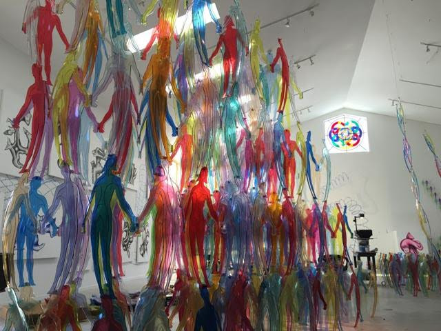 Jonathan Borofsky, studio view showing Human Structures, 2016