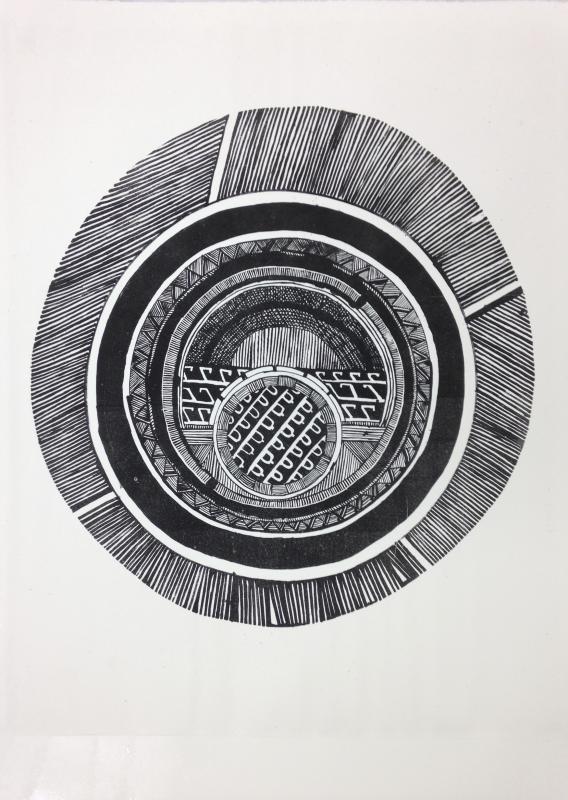 Artist Rebecca Levi, Lithograph on Rives