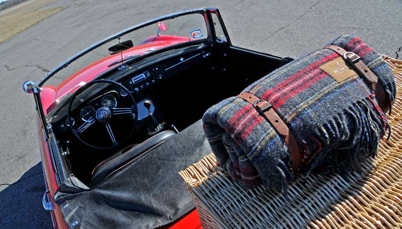 Images depict the 1966 MGB that is the raffle prize. (Photo Courtesy of the Owls Head Transportation Museum)
