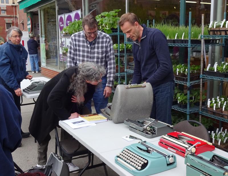 Typewriters were put on display at Tom Furrier’s Type-Out, hosted by Belfast’s Co-op. (photo by Erica Thoms)