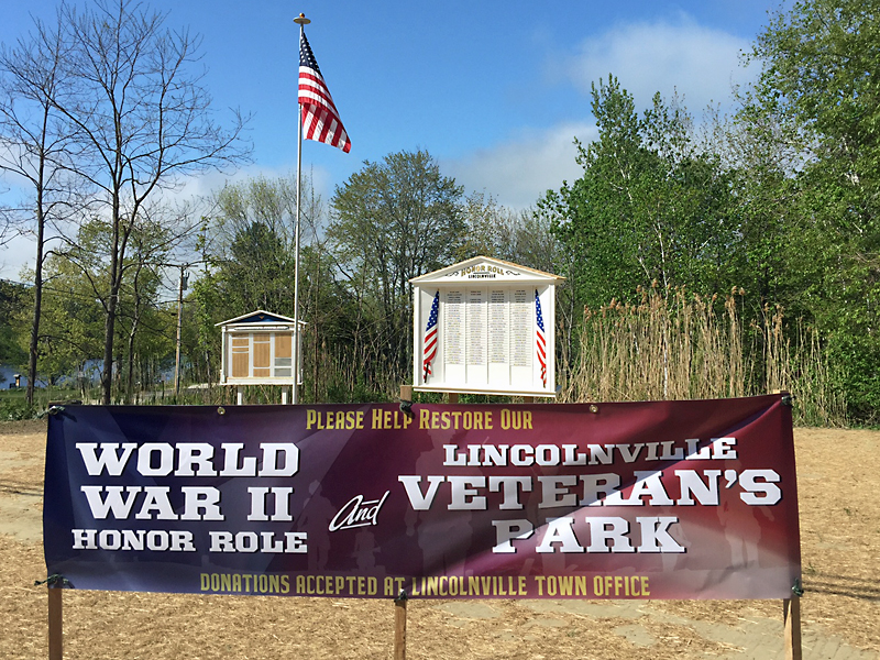 The new Honor Roll in Lincolnville Center will be the site of the end of Monday’s Memorial Day parade, as it makes its way from the school down and around the corner. (Photo by Holly S. Edwards)