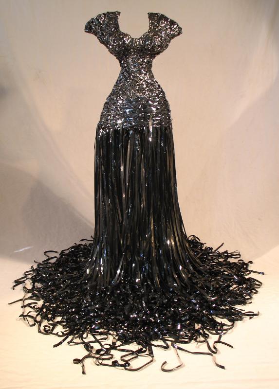 Virginia Fitzgerald, ‘Black Widow’ - sculpture, chicken wire and V.C.R.tape.