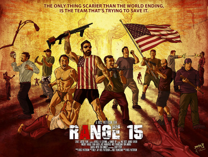 Comic artist and cast member David Snider created this poster for the new crowd-funded indie movie Range 15, which is described as a zombie comedy with combat veterans reflecting the real, non-Hollywood-filtered attitude, language, camaraderie and humor they all shared. In other words, this is not your mother’s zombie movie, and the trailer is NSFW. (Courtesy David Snider)