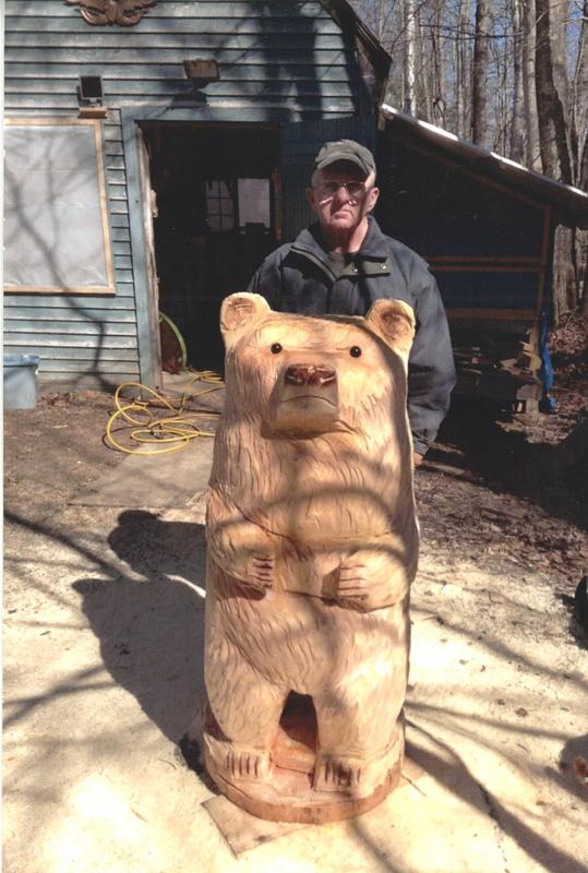 Edward Edmands with a rustic chainsaw sculpture he’ll have for sale at this Saturday’s Lincolnville Center Indoor Flea Market.
Photo courtesy Edward Edmands flea market