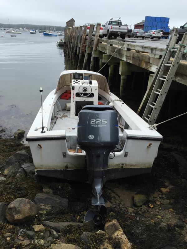 The Sea Ox waits to be hauled at the Fish Pier on Saturday morning. SUE MELLO/Boothbay Register